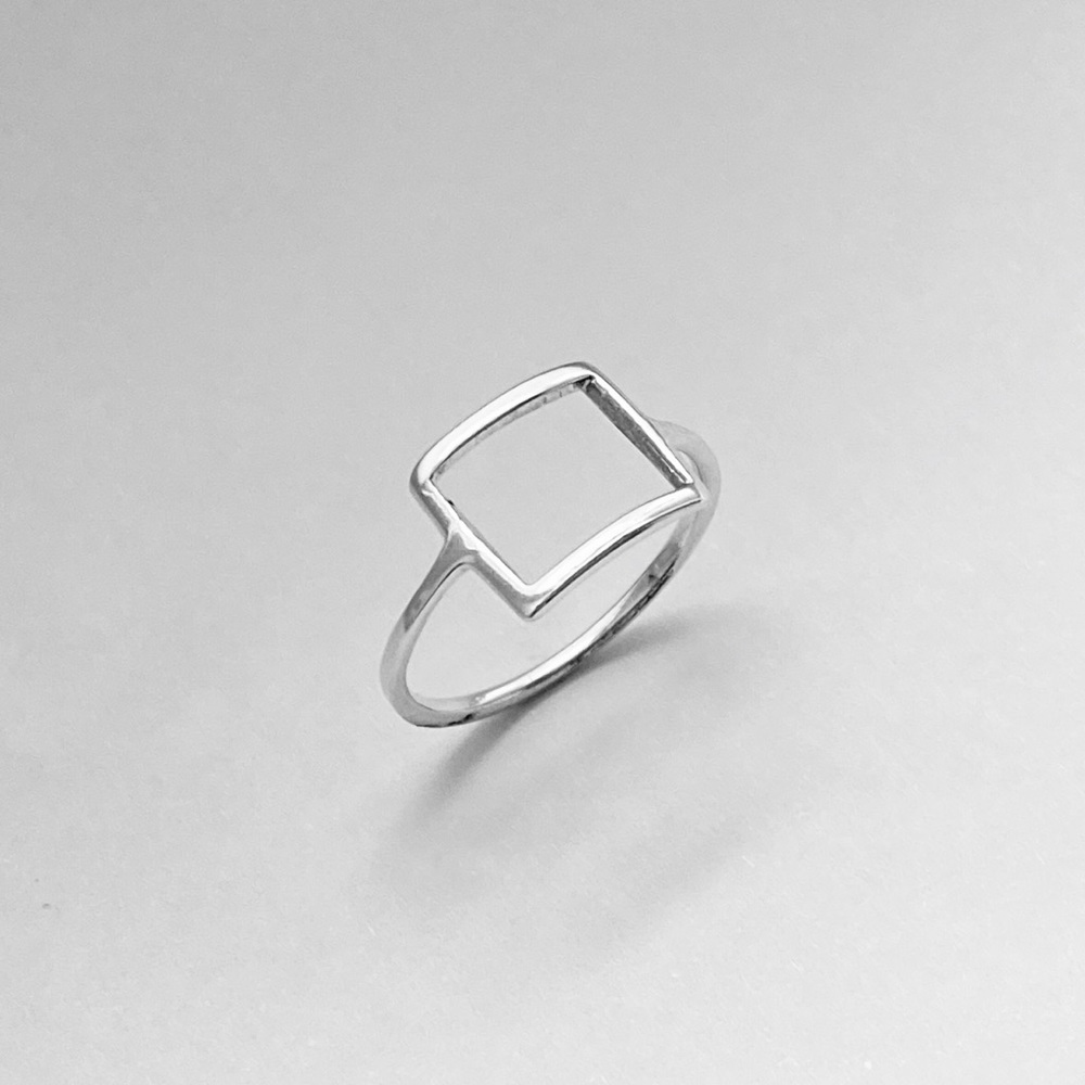Sterling Silver Thin Open Square Ring, Delicate R… - image 1